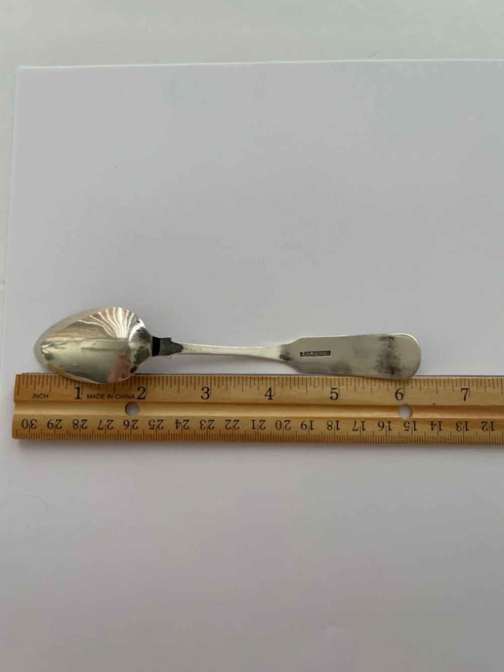 J. Osgood Coin Silver Antique Spoon, Early 1800s, Fiddle Pattern Monogramed